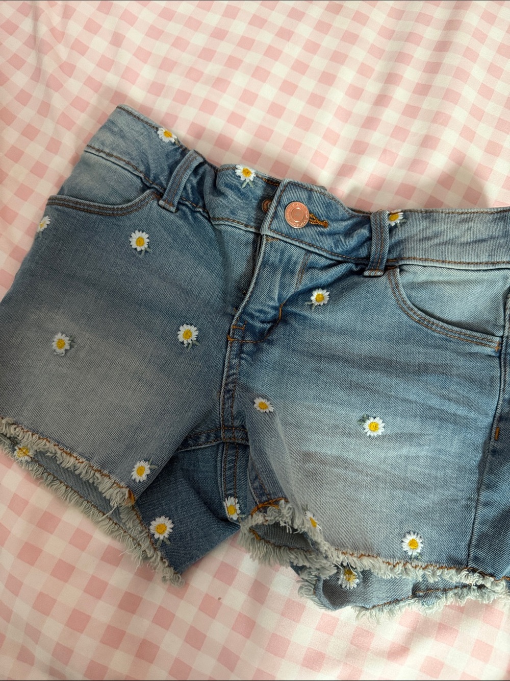SO Girls Light Blue Denim Shorts with Daisy Embroidery